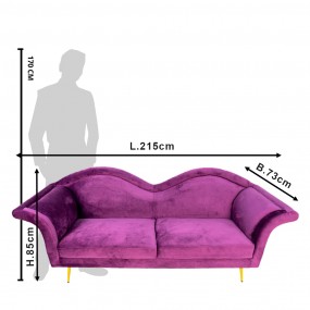 250563PA Bench 3-seater 3-Zits Purple Wood Sofa