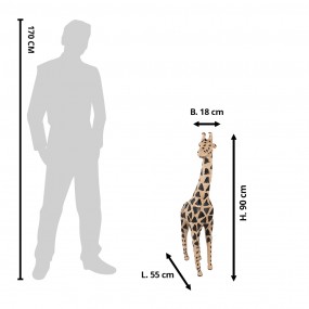 250750 Figurine Girafe 90 cm Marron Noir Papier Fer Textile Accessoires de maison