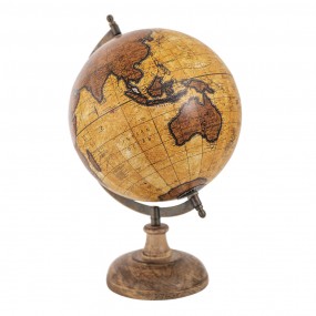 264928 Globe 22x37 cm Brown Beige Wood Metal Globus