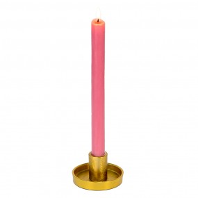 26AL0057 Candle holder Ø 8x5 cm Gold colored Aluminium Round Candle Holder