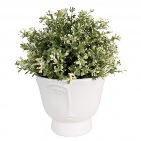 26CE1570M Pot de fleurs Ø 14x12 cm Blanc Céramique Visage Pot de fleurs d'intérieur