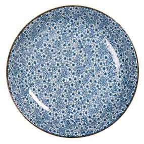 26CEBO0046 Soup Plate Ø 20x4 cm Blue Ceramic Flowers Round Soup Bowl