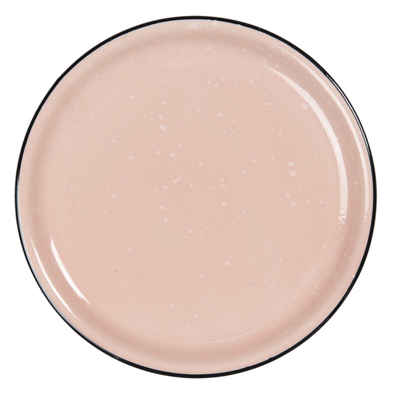 6CEDP0052P Breakfast Plate Ø 22 cm Pink Ceramic Round Plate