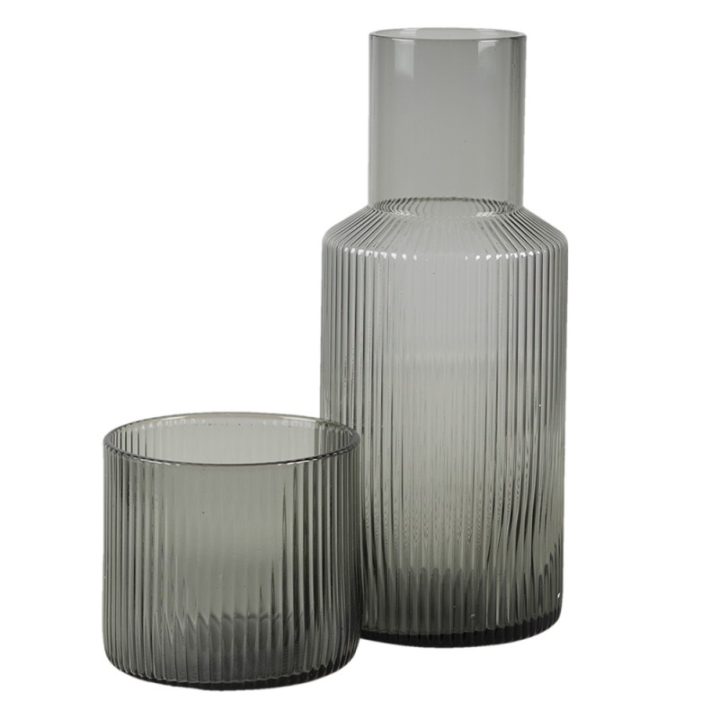 6GL3257 Carafe with Glass 450 ml Grey Glass Water Jug