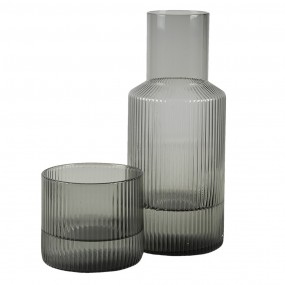 26GL3257 Karaffe mit Glass 450 ml Grau Glas Wasserkrug