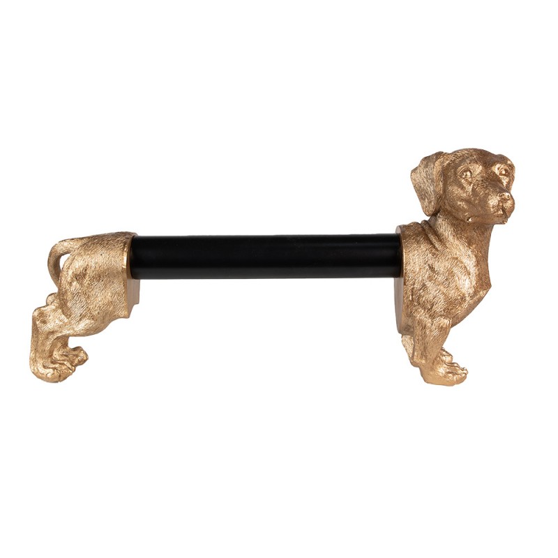 6PR3637 Kitchen Roll Holder Dog 46x15x23 cm Gold colored Black Plastic Iron Roll Holder