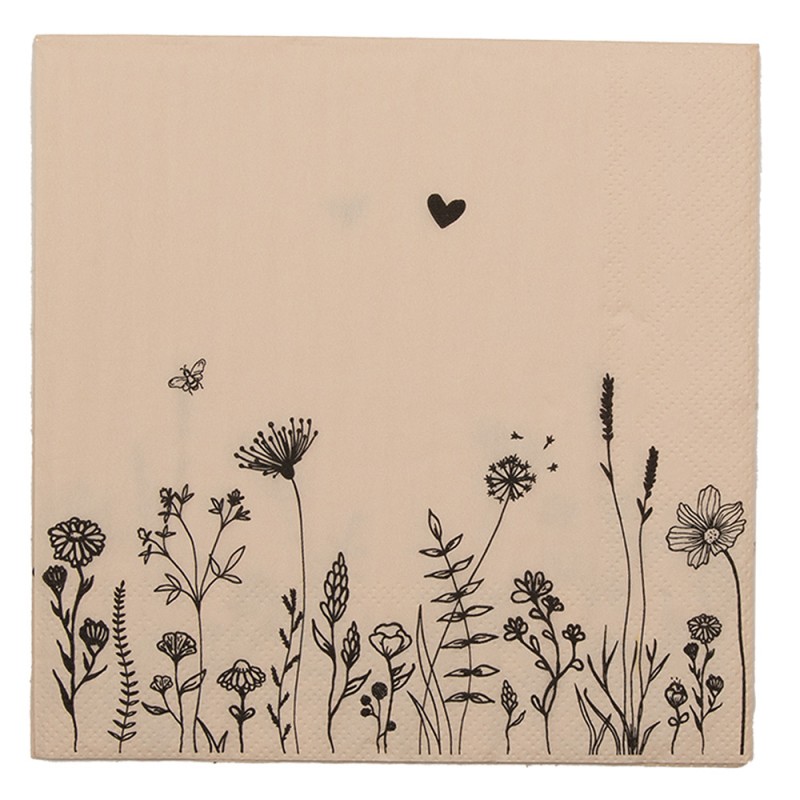 73069 Napkins Paper Set of 20 33x33 cm (20) Pink Paper Flowers Paper Napkins