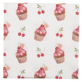 2CUP73-1 Napkins Paper Set of 20 33x33 cm (20) Beige Red Paper Cupcakes