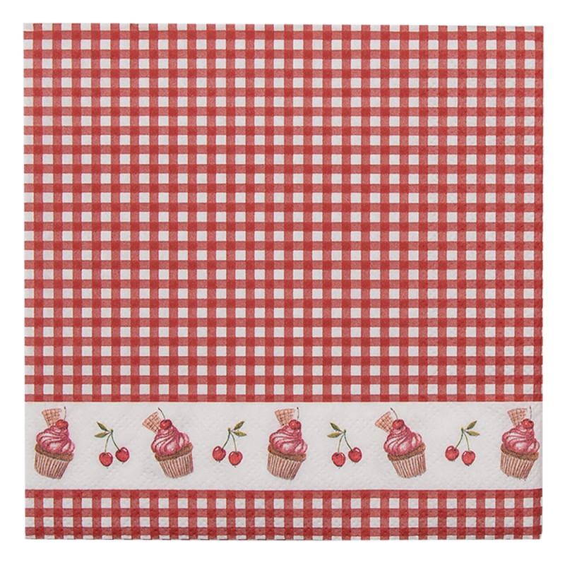 CUP73-2 Napkins Paper Set of 20 33x33 cm (20) Red White Paper Cupcakes Paper Napkins