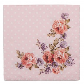 2DTR73-1 Napkins Set of 20 33x33 cm (20) Pink Paper Flowers Square