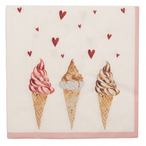 2FAS73-2 Napkins Set of 20 33x33 cm (20) Beige Pink Paper Ice creams Square