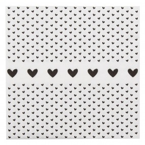 2LBS73 Serviettes Papier set de 20 33x33 cm (20) Blanc Noir Papier Coeurs Carré Serviettes en papier