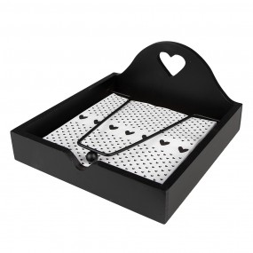 2LBS73 Napkins Paper Set of 20 33x33 cm (20) White Black Paper Hearts Square Paper Napkins