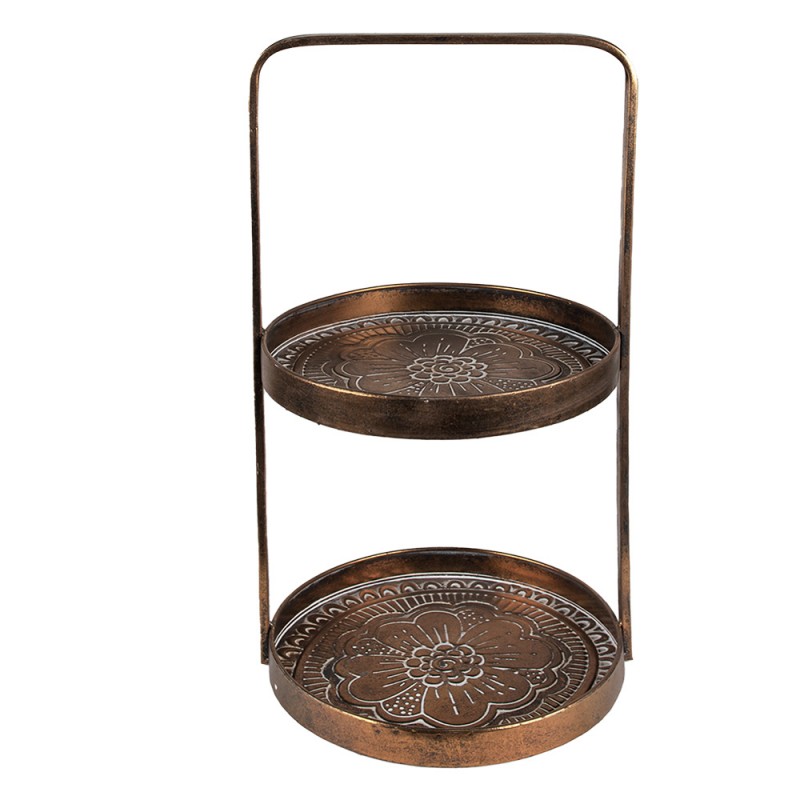 6Y4977 2-Tiered Stand Ø 29x53 cm Copper colored Metal Fruit Bowl Stand
