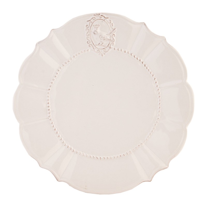 6CE0272 Dinner Plate Ø 27 cm White Ceramic Round Dining Plate