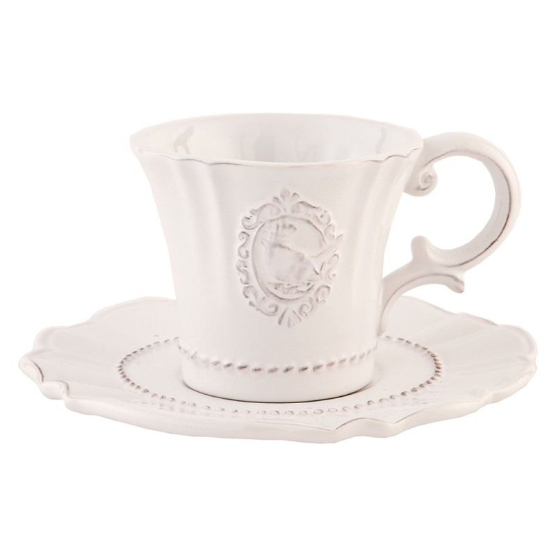 6CE0273 Cup and Saucer 125 ml White Ceramic Round Tableware