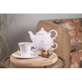 26CE0371 Tea for One 400 ml Beige Ceramic Bird Round Tea Set