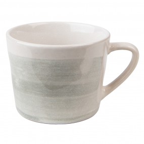 26CE1433 Tasse mit Untertasse 200 ml Grau Grün Keramik Geschirr