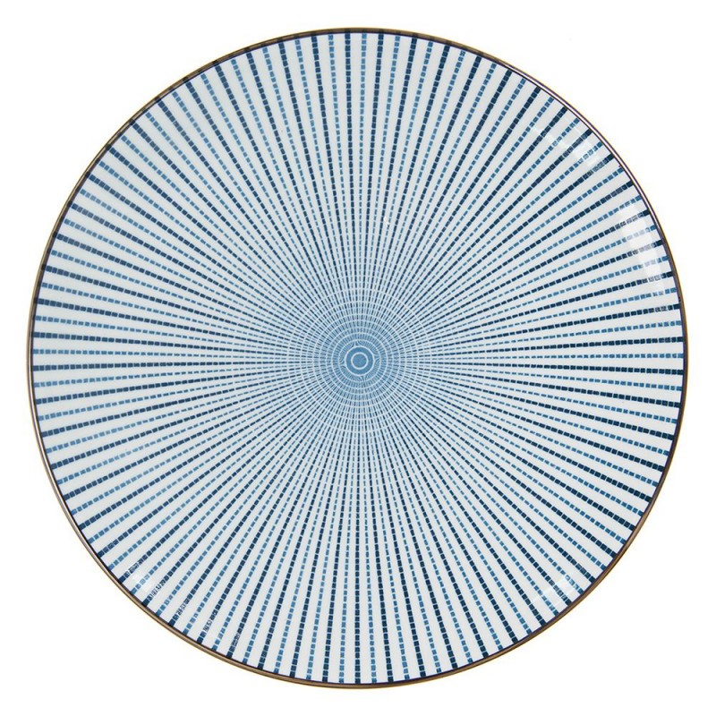 6CEFP0045 Dinner Plate Ø 26 cm Blue Ceramic Round Dining Plate