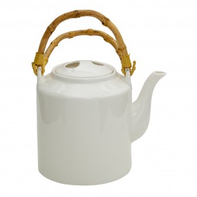 26CETE0096 Teekanne 1500 ml Weiß Porzellan Rund Kanne für Tee
