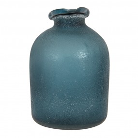 26GL3051 Vase Ø 7x10 cm Bleu Verre Rond Vase en verre
