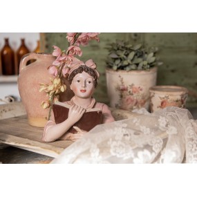 26PR0302 Figurine Woman 16x11x19 cm Beige Pink Polyresin Home Accessories