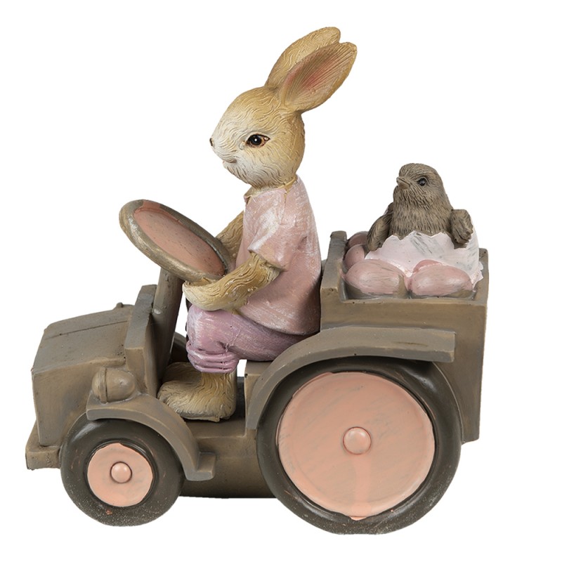6PR3554 Figurine Rabbit 13x7x12 cm Pink Beige Polyresin Home Accessories