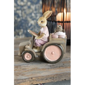 26PR3554 Figurine Rabbit 13x7x12 cm Pink Beige Polyresin Home Accessories