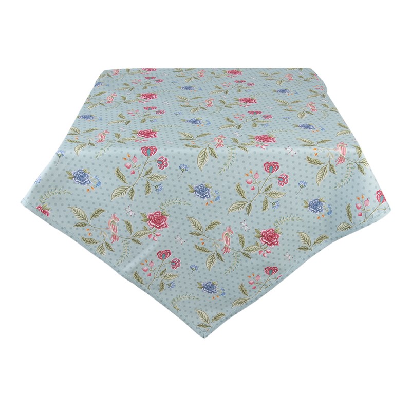 BLW01 Tablecloth 100x100 cm Blue Green Cotton Flowers Square Table cloth