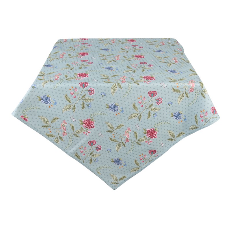 BLW05 Tablecloth 150x250 cm Blue Green Cotton Flowers Rectangle Table cloth