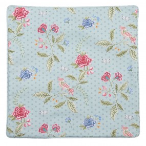 2BLW21 Cushion Cover 40x40 cm Blue Green Cotton Flowers Square Pillow Cover