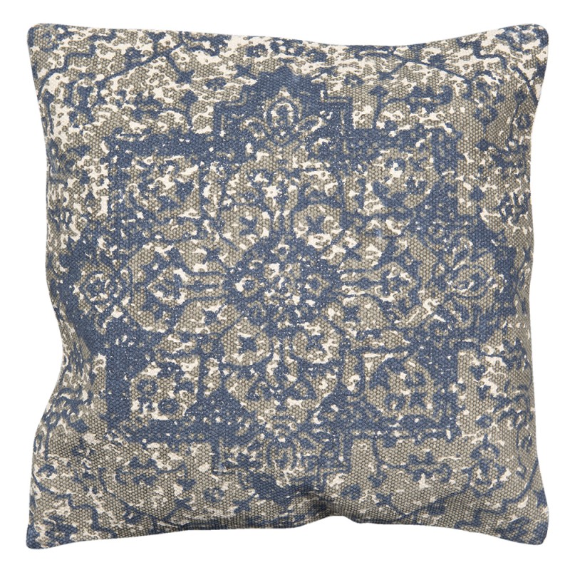 KT032.035 Cushion Cover 50x50 cm Blue Beige Cotton Square Pillow Cover