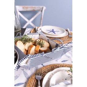 2NAF47 Corbeille à pain 35x35x8 cm Bleu Blanc Coton Poissons Carré Cadeau de cuisine