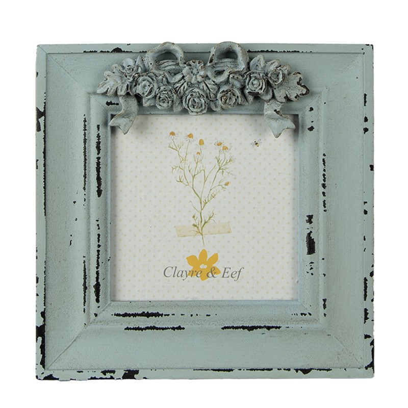 2F0880 Photo Frame 10x10 cm Green MDF Flowers Rectangle Picture Frame
