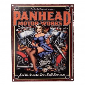 26Y5165 Text Sign 20x25 cm Black Iron Woman on Motorcycle Wall Board