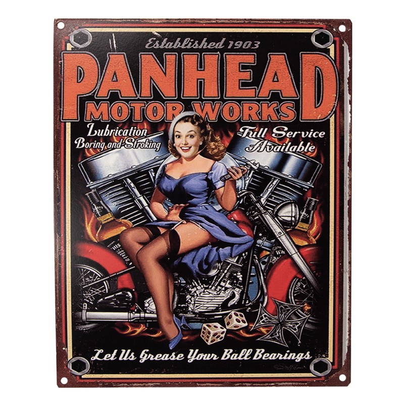 6Y5165 Text Sign 20x25 cm Black Iron Woman on Motorcycle Wall Board