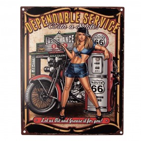26Y5166 Plaque de texte 20x25 cm Noir Fer Femme avec moto Plaque murale