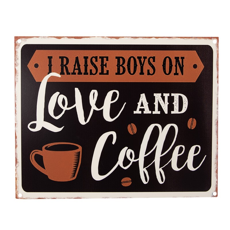 6Y5172 Text Sign 25x20 cm Black Brown Iron Wall Board