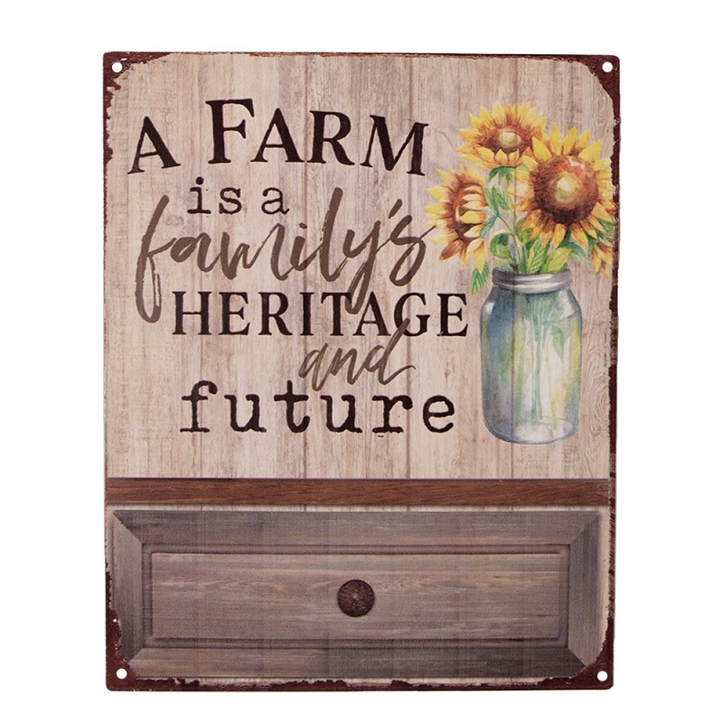 6Y5222 Text Sign 20x25 cm Brown Iron Flowers Wall Board
