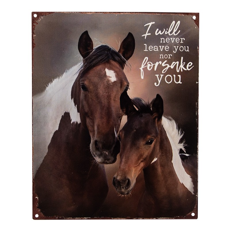 6Y5223 Text Sign 20x25 cm Brown Iron Horses Wall Board