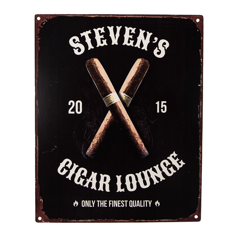 6Y5226 Text Sign 20x25 cm Black Iron Cigars Wall Board
