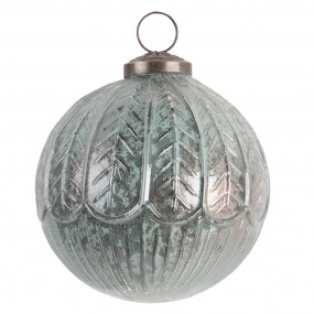 26GL3193 Christmas Bauble Ø 10 cm Turquoise Glass Round Christmas Tree Decorations