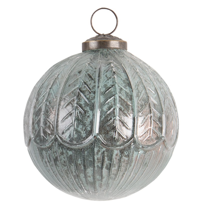 6GL3193 Boule de Noël Ø 10 cm Turquoise Verre Rond Décorations d'arbre de Noël