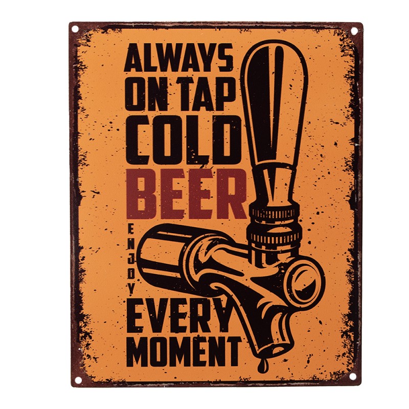 6Y5218 Text Sign 20x25 cm Orange Iron Beer Tap Wall Board