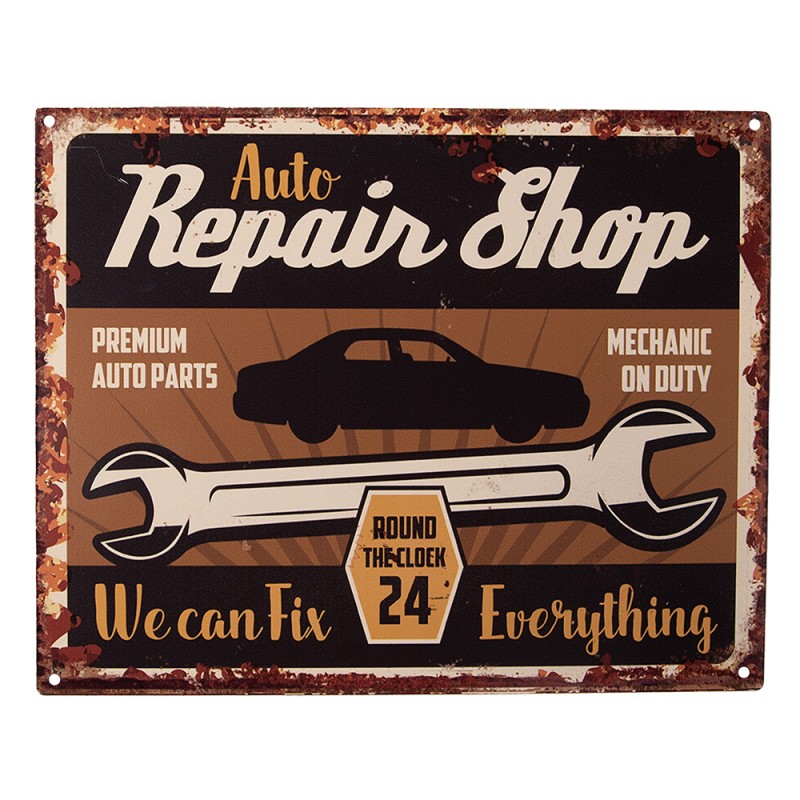 6Y5221 Text Sign 25x20 cm Brown Iron Car Wall Board