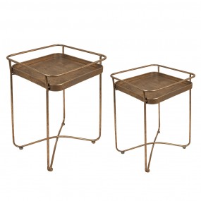 26Y4975 Side Table Set of 2 38x38x53 cm Gold colored Metal Square Side Table