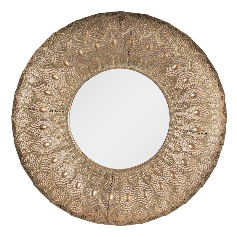 52S283 Mirror Ø 60 cm Gold colored Metal Round Large Mirror