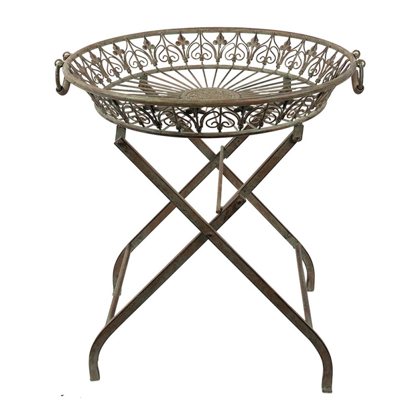 5Y1033 Plant Table 62x59x63 cm Green Brown Iron Round Plant Stand
