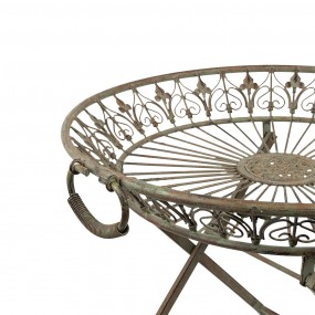 25Y1033 Plant Table 62x59x63 cm Green Brown Iron Round Plant Stand