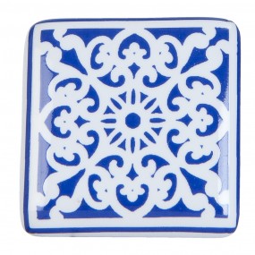 263415 Door Knob 3x2x3 cm Blue White Ceramic Square Furniture Knob